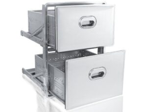ART. 3021 PRIOLINOX SERIE 3000 CASSETTIERA A DUE CASSETTI CM. 44 X 48