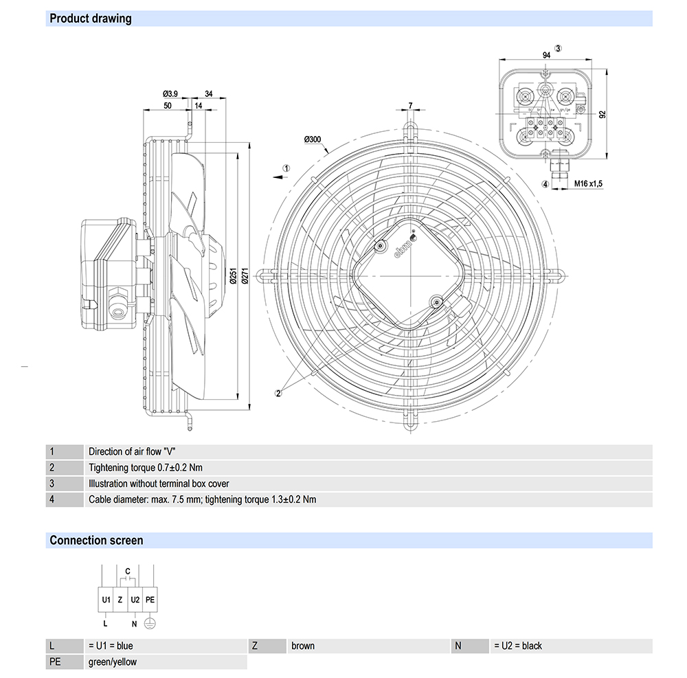 EBM PAPST FAN S2E250-AL06-11 VENTILATORE D. 250 2POLI MONO ASPIRANTE